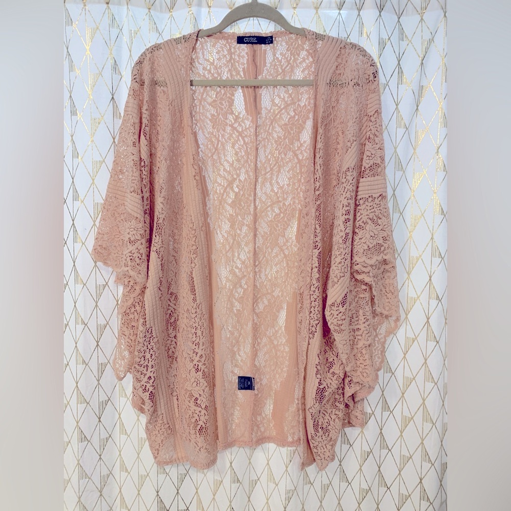 Gorgeous Blush/Muave Pink Cure Lace Kimono 2XL